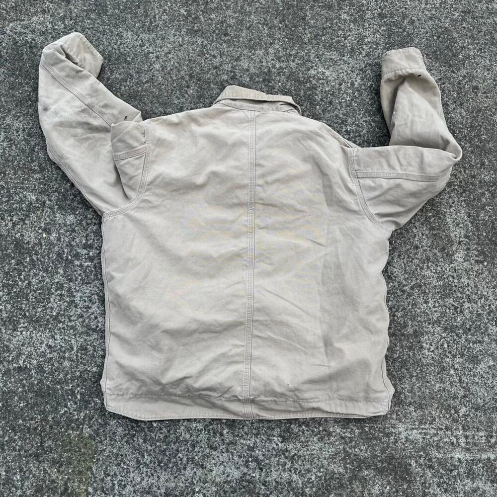 Carhartt Jacket Detroit Cropped Tan US XL Duck Canvas Thermal Zip Up Beige Work - Picture 8 of 8